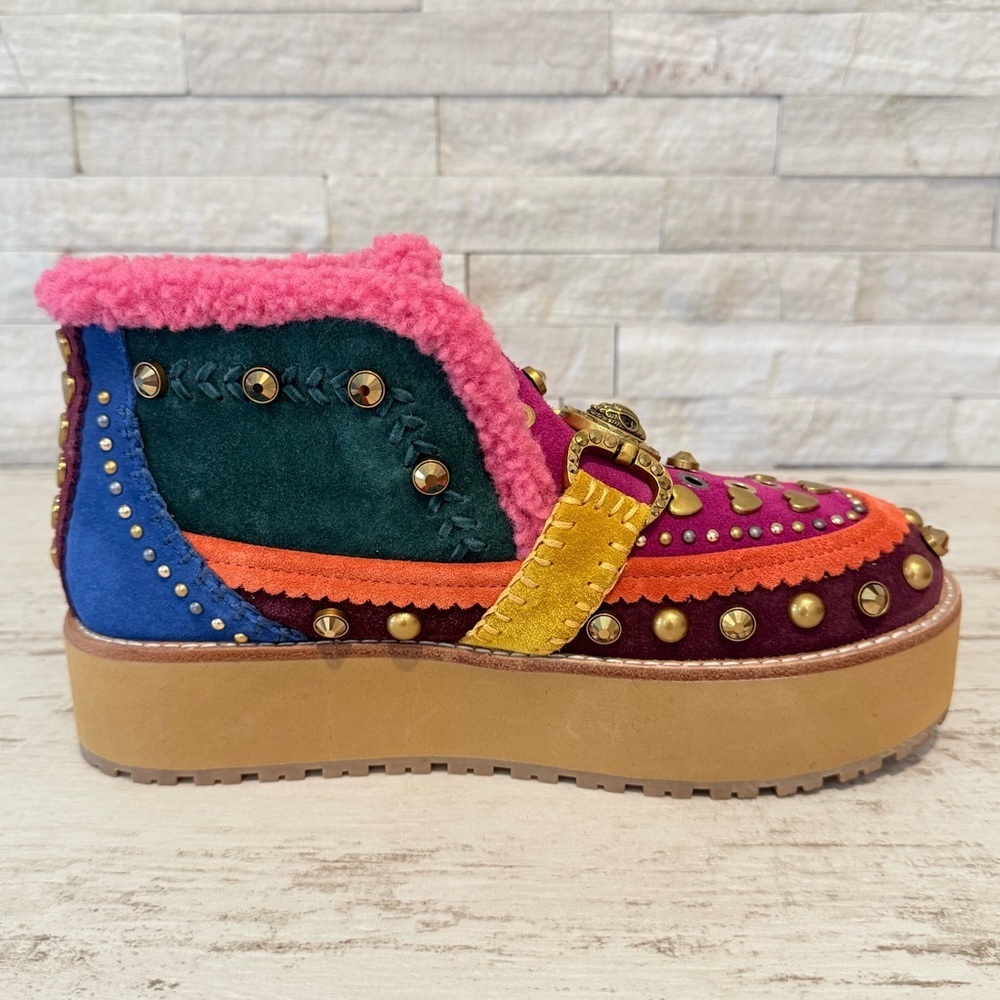 Kurt Geiger Mansion Cozy Studded Suede Bit Buckle Platform Boots EU 36.5-US 6.5 - Picture 8 of 15